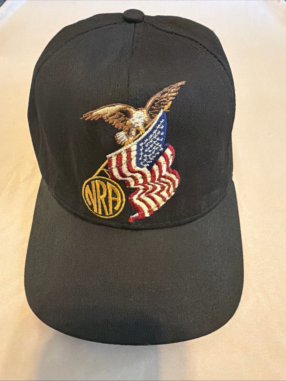 NRA Black Embroidered Eagle & American Flag Baseball Cap